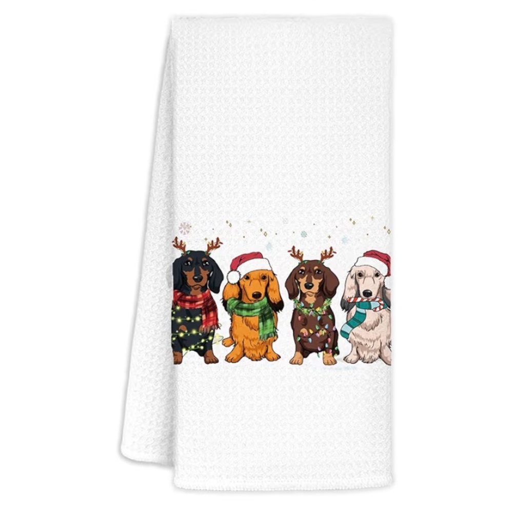 Christmas Dachshund Kitchen Towel